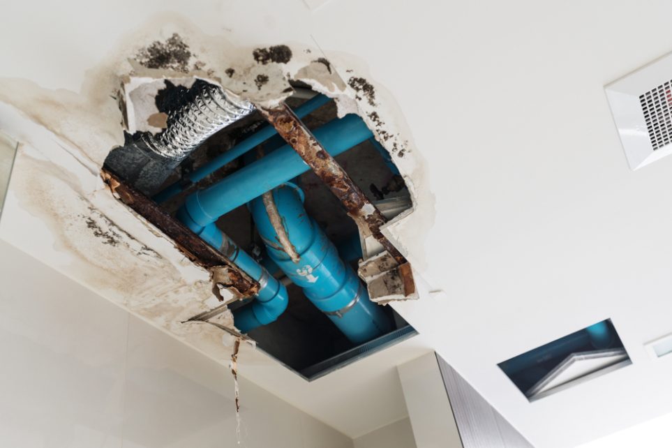 Ignoring a water leak in your bathroom can cause water damage like this. Avoid it by calling for Bullhead City leak repair service as soon as you suspect a leak.