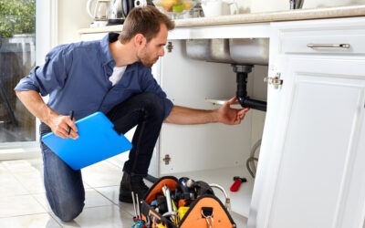 plumber inspecting a pipe